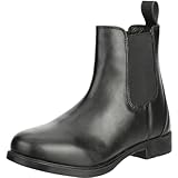 RL24 - Jodhpur Reitstiefelette soft | Kinder, Herren & Damen Stiefeletten | mit Elastikeinsatz & Pull-On | wasserdichte Chelsea Boots aus Kunstleder | schwarze Reitschuhe | Größe 40