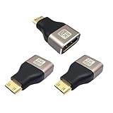 Powice 3 Stück 8K Mini Hdmi auf Hdmi Adapter, Mini Hdmi Adapter,Hdmi Mini Hdmi Adapter, Mini Hdmi auf Hdmi, Mini HDMI für Laptops, Kameras, HDTV 8K@60Hz/4K@144Hz