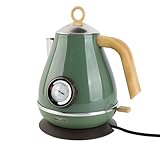 aqxreight .7l Elektrisch Kessel Retro Holzkorn Trockenkochen Home Elektrischkessel mit Temperaturanzeige mehr. Pasta -Temperat Elektrisch -Kettleelektrik (GREEN)