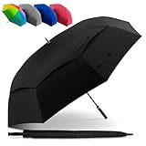 STYNGARD XXL Regenschirm Groß Sturmfest mit 140 cm Durchmesser - Golfschirm mit Auf-zu-Automatik und Doppelbespannung für maximalen Wind- und Regenschutz Modell BELFAST (Schwarz, 130cm)