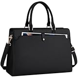 NUBILY Handtasche Damen Shopper Damen Groß Laptop Tasche Damen 15.6 Zoll PU Leder Wasserdicht Arbeitstasche Umhängetasche für Business Arbeit Büro Schule Schwarz