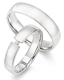123traumringe Eheringe in 925 Silber I Partnerringe mit Etui & Gravur I Damenring mit 1 Brillant I Ringgröße 50-62 mm oder 54-72 mm I Verlobungsringe in 4/5 mm Breite & 1,5 mm Stärke I S91