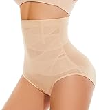 SIMIYA Damen Shapewear Bauchweg Unterhose Hoher Taille Miederhose Bauch Weg Unterwäsche Bauchkontrolle Miederpant Formt Sofort Elastisch Body Shaper für Frauen(Beige-19, XXL)