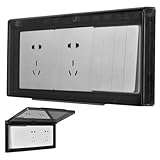 Schalter Abdeckung Steckdosenabdeckung, 3 Fach Schalter Abdeckungen Typ 86 Flip, Ultradünne Selbstklebend Wasserdichte Steckdosenschutz Abdeckung für Küche, Bad, Außenbereich (Schwarz Transparent)