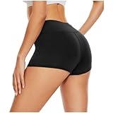 DDOBB Radlerhose Damen Kurz Shorts Unter Kleid High Waist Sportshorts Bauchweg Unterhosen Hotpants Blickdichte Sporthose Boxershorts Gym Leggings(schwarz, L-XL)