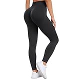 Occffy Booty Scrunch Leggings Damen Push Up Sport Leggins Seamless High Waist Gym Yoga Hose Sporthose Frauen(Schwarz, S)