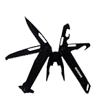 munkees® Multitool 10-in-1 Black Line – Kompaktes EDC-Werkzeug mit Messer, Zange, Drahtschneider, Gurtschneider, Dosenöffner, Kartonöffner & mehr – Robustes Taschenwerkzeug für Outdoor & Alltag