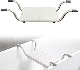 Badewannensitz Senioren, Aluminium-Legierung Einziehbar Badewannensitz Erwachsene, Rutschhemmend Duschsitz, TOOSOAR Absturzsicherung Badewannenhocker Senioren, Weiß