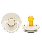 Cutties and Giggles Baby Schnuller, 2er-Pack, BPA-frei, Schnuller, runder Nippel, Naturkautschuk, 0-6 Monate (Beige)