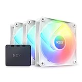 NZXT F120 RGB Core Dreierpackung – 3 × 120 mm nabenmontierte RGB-Lüfter mit RGB-Steuerung – 8 einzeln ansteuerbare LEDs – Halbtransparente Lüfterblätter – PWM-Steuerung – CAM-Software – Weiß