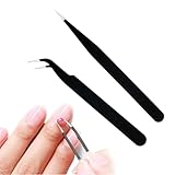 2 stk ESD pinzette basteln, 1mm gebogen und spitz präzisionspinzette, Bügelperlen pinzette, Tweezers,für Elektronische Reparaturen, Schmuck, Präzisionsarbeit
