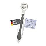TITANIA Hornhauthobel mit 10 Ersatzklingen • Hornhautentferner aus rostfreiem Edelstahl • Qualitäts-Hornhautschneider • Made in Germany • Hornhaut-Hobel, Grau