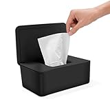 Feuchttücher Box mit Deckel, Feuchttücher Box Baby Feuchttücher Spender, Wasserdichte und Versiegelte Aufbewahrungsbox Feuchttuchspender für Badezimmer, Küche, Schwarz