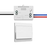 230V Funk Lichtschalter Set – Selbstversorgender Funkschalter ohne Batterie, wasserdichter drahtloser Wandschalter mit Empfänger, Reichweite bis 200 m, einfache Installation, langlebig, (Non-dimmable)