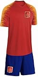 Blackshirt Company Spanien Trikot Set Kinder Fußball Fan Zweiteiler Rot Blau Größe 116