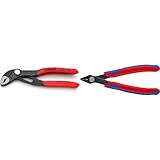 KNIPEX Cobra® Mini-Wasserpumpenzange, 125 mm & Electronic Super Knips Elektronik-Seitenschneider, 125mm, weicher Draht (Kupfer) bis 1,6mm, mittelharter Draht(Nagel) bis 1,2mm, 78 61 125