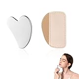 LQUYTA 1 Stück Gua Sha Stein Gesichtsmassagegerät Edelstahl Gua Sha Platte für Kinnformung und Schwellungsreduzierung Geschenk für Frauen (Silber)