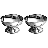 DOITOOL Eisschalen 2-Teiliges Eisbecher-Set Edelstahl Dessertbecher Mit Fuß Für Dessert Eisbecher Salat Snack Gewürz (10 X 10 X 6 5 Cm) Servierschüssel