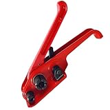 TOVINANNA Manuelle Umreifungsmaschine Kunststoff Stahl Bandspanner Rot Tragbare Verpackungszange für Büro und Gewerbe