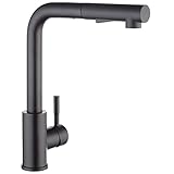 CECIPA Hochdruck Wasserhahn Küche Schwarz, Küchenarmatur Ausziehbar, Spültischarmatur mit Brause Zwei Wasserstrahlarten, Armatur Küche 360° Schwenkbar, Mischbatterie Küche Edelstahl, X203B