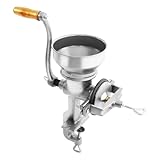 Metall Getreidemühle Manuelle Haferquetsche, Einstellbare Mohnmühle Gusseisen Kornmühle für Mais/Weizen/Kaffee/Nüsse/Gewürze, mit großem Trichter & Tischklemme