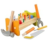 Gatuida Holz Klopfbank Spielset für Kleinkinder Pädagogisches Hammerspiel mit Bunten Holznägeln Fördert Hand Koordination und Motorische Fähigkeiten Langlebiges Material für Ab Jahr
