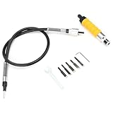 Hlennotor Elektrisches Schnitzmeißel-Set für die Holzbearbeitung mit Gelbem für Müheloses Holzschnitzen, Flexibler Schaft, 5 Klingen,