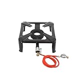 TABODD 10KW Gaskocher Hockerkocher 40X40X15cm, Outdoor Hockerkocher 1 Flammig Hockerkocher Inklusive 1.5 m Schlauch und 50 mbar Druckregler, 4-beiniger Gaskocher Camping Für Camping und Hiking