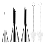 Spritztüllen Set Fülltülle Lang, Mabor 3stück Gebäckspritze Edelstahl Mit 2 Bürsten Blätterteigspritze Gebäckfüller Creme Profiterole Puffspritze Kuchen Piping Cupcakes Piping Nozzles Krapfenspritze