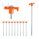 Relaxdays Felsbodenhering 10er Set, Erdanker für Harte Böden, 25 cm, Bodenanker, Zeltzubehör, Stahl verzinkt, orange, 25 x 4 x 1.5 cm