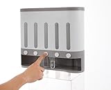 Bdneygtyr Müslispender 9kg, Cornflakes Behälter mit 5 Fächer, Müsli Spender für Klein-Korn Reis Bohnen, Lebensmittelspender Küche, Weiß und Grau