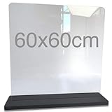 Spuckschutz aus Plexiglas mit 3mm, Virenschutz Hustenschutz Niesschutz, Thekenaufsatz Tischaufsatz Tresenaufsatz, (60x60cm)