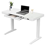 Sunnyside MOVU – Elektrisch höhenverstellbarer Schreibtisch mit Touchscreen, USB, Qi-Ladefläche, Glasplatte & Schublade – 120 × 60 cm – Schwarz oder Weiß (White)