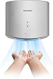 anydry 2630S Kompakter Händetrockner,Automatischer Elektrischer Händetrockner für Wandmontage,Für Gewerbliche oder Private Zwecke,Händetrockner für Toiletten.1400-1650W.(Silber)