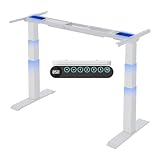 FLEXISPOT Höhenverstellbarer Schreibtisch Elektrisch Tischgestell mit 2 starken Motoren, Super Belastung 160KG, 3-Fach-Teleskop, Memory-Steuerung, LED Höhenanzeige (Premium E6 Weiß)