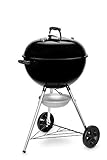 Weber Original Kettle Holzkohlegrill, Ø 57cm Grillfäche, BBQ Grill mit porzellanemaillierten Deckel & Kessel, Deckelthermometer, One-Touch Reinigungssystem - Schwarz (14101004)