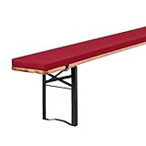 Generisch Bierbankauflage Waschbare Bierbankauflagen Gepolstert Auflage, Leinengewebe, mit ReißVerschluss, Abnehmbar Sitzkissen Bank für Biertisch & Partyzeltgarnitur,Wine red,220x28x3cm