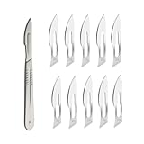 SGERUFZ 10 pcs Sterile Einweg-Skalpell-Klingen mit 1 pcs Skalpell-Griff, geeignet für Schneiden, Pediküre, Handwerk, Modellierung, Schneidmaterialien und Leder (Nr. 23)