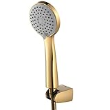 ShowerHand Handbrause, rund, Hochdruck-Handbrause mit langem Schlauch, Goldener Handbrausekopf