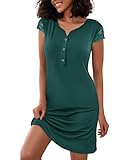 Jahetuul Nachthemd Damen weich Baumwolle Nachthemden für Damen Kurzarm Nachthemden Schlafshirt Nachtwäsche Sommer Negligee Spitze Ärmel Nachtkleid