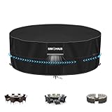 SIMPHAUS Abdeckplane Gartentisch Abdeckung für Whirlpool Rund Gartenmöbel Abdeckung Tisch Abdeckplane Gartentisch Plane Wasserdicht Winddicht 420D Oxford Gewebe Ø200x80cm