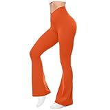 Generisch Bauchweg Leggings Damen Kurz Waist Bell Yoga Pants No Front Seam Elastic Yoga Leggings Hose Damen Weites Bein Winter (Orange, S)