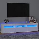 Keyroto TV Schrank led TV Schrank 180 cm Lowboard Holz TV Board TV lowboard Fernsehschrank für Wohnzimmer-Weiß-180 x 35 x 40 cm