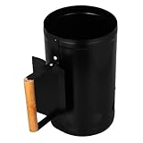 Abaodam Feuerstarter Robustes Anzündkamin für Holzkohlegrill Outdoor Camping Grillzubehör mit Natürlichem Holzgriff Belüftung für Sauerstoffzufuhr Zufällige Farben