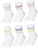Occulto Damen Retro Tennissocken 80% Baumwolle 6er Pack (Modell: Steffi) 80s 39-42