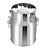 304 Edelstahl Milchkanne Schwerlast Milchtransporteimer mit Versiegeltem Deckel Und Einzelgriff Weinkübel Fass Milchkanister Tragekrug Für Flüssigkeit Fester Speicher (5L)