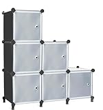 AWTATOS Steckregal 6 Würfel Aufbewahrungssystem Kombiregale mit Türen Regal Würfel DIY Multifunktional Regalsystem Regal Modular Für Wohnzimmer, Schlafzimmer, Bad Schwarz ULPZ008