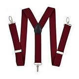 SZOMH Hosenträger für Herren Hosenträger Männer for Hosen 3,5 cm Haken Erwachsene Hosenträger Y-Shirt Polyester Elastische y Frauen 100 cm Größere hohe Zahnspangen Olive (Color : Wine red)