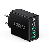 USB C Ladegerät Mehrfach,50W 5-Port USB C Wandladegerät,PD 3.0 Schnellladegerät Netzteil Stecker USB Adapter Fast Charger für iPhone16 15 14 13 12,Tablets, Google, Huawei, Samsung, Handys