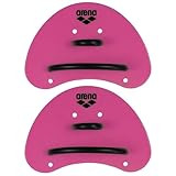 arena Finger Paddle Elite Handpaddel für Schwimmer, Schwimmbad-Trainingszubehör, Schwimmbad-Paddel mit Verstellbaren Riemen, Unbedeckte Handfläche, Pink-Black (95)